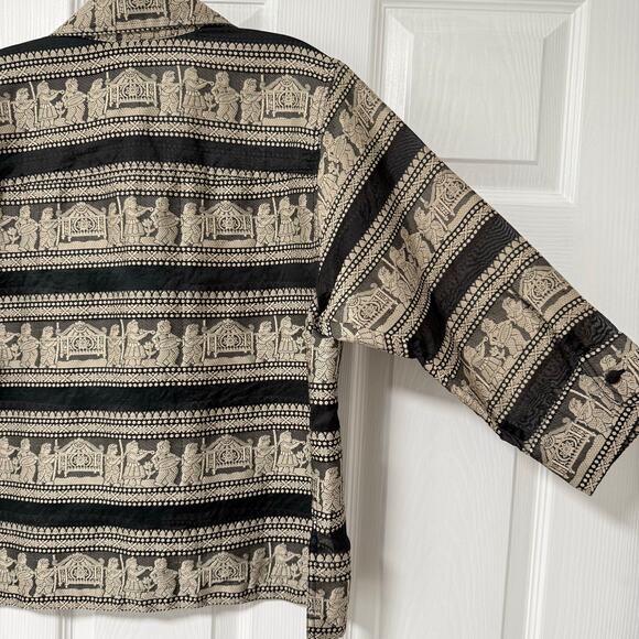 Chico's Design Women's Black & Gold Artsy Sheer Top Size 1. - Picture 11 of 11